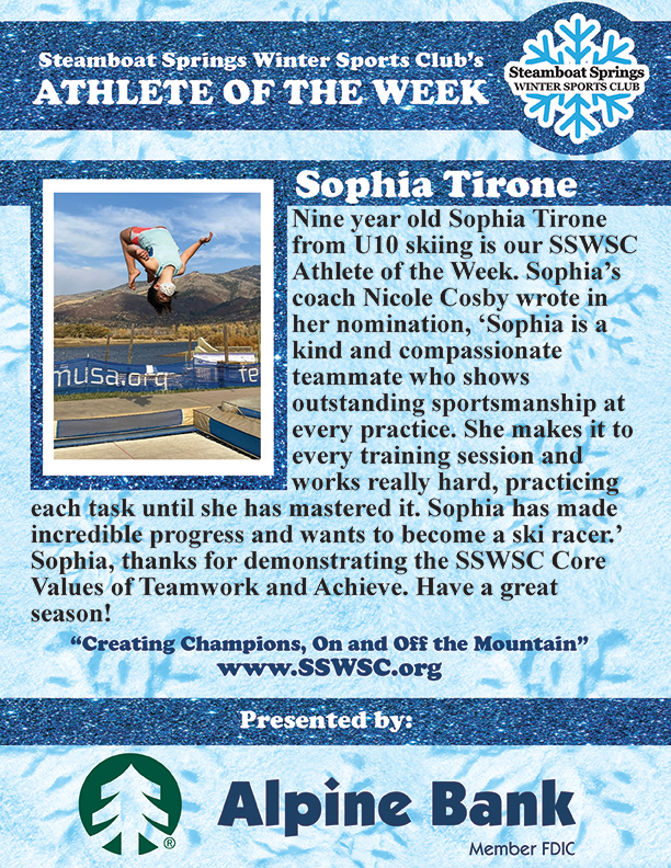 Athlete of the Week, Sophia Tirone