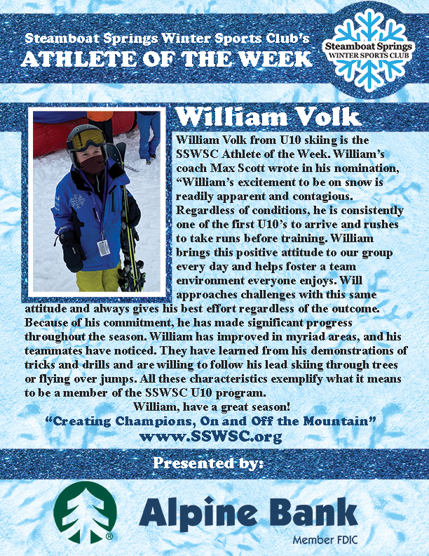 Athlete of the Week William Volk