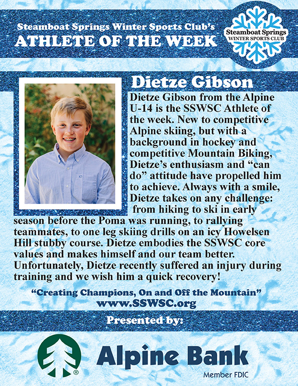 Athlete of the Week, Dietze Gibson