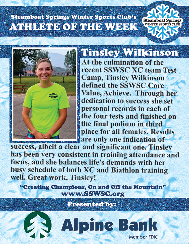 Athlete of the Week, Tinsley Wilkinson