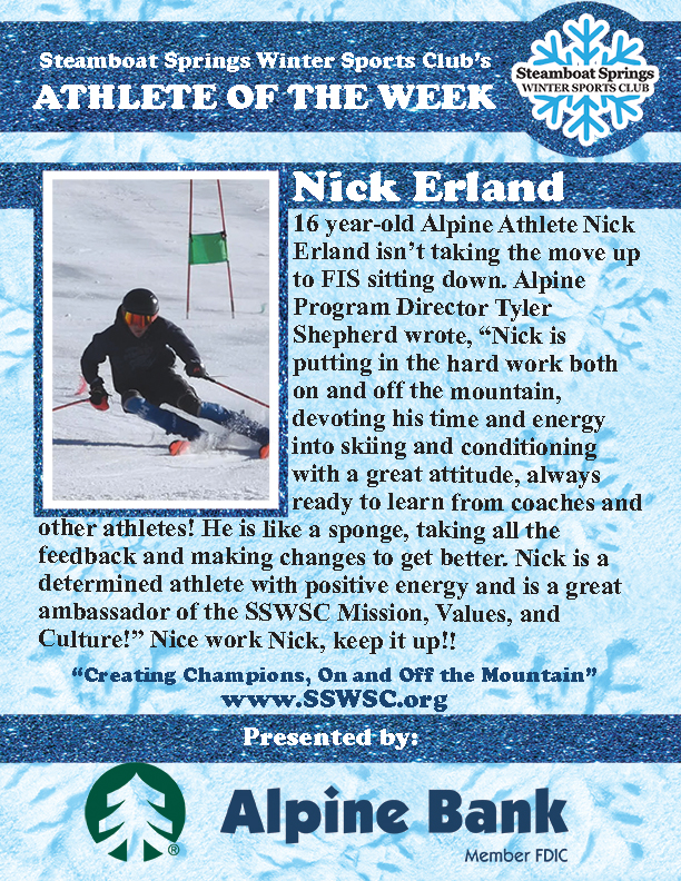Athlete of the Week, Nick Erland