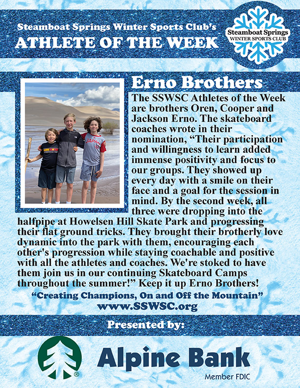 Athletes of the Week, Oren, Cooper and Jackson Erno