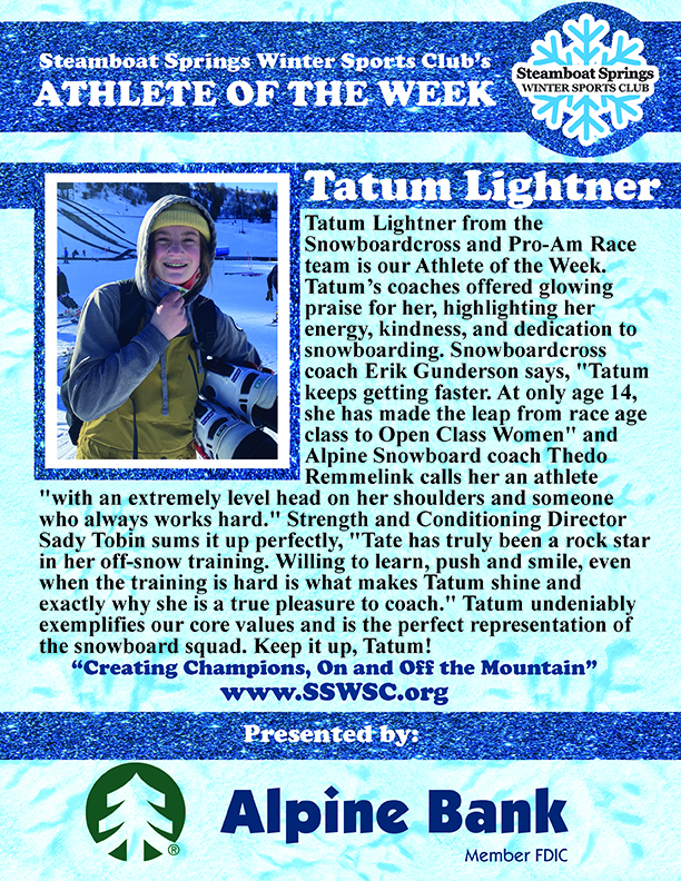 Athlete of the Week, Tatum Lightner