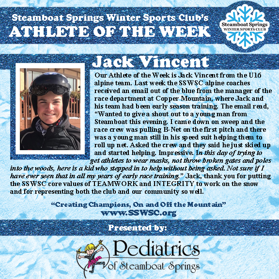 Athlete of the Week, Jack Vincent