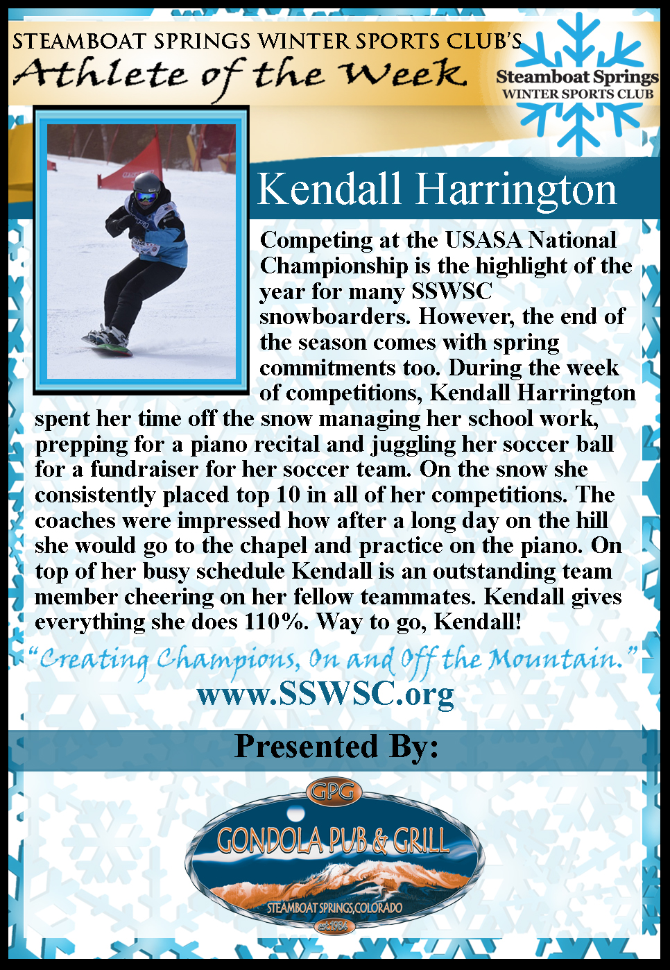 Athlete of the Week Kendall Harrington