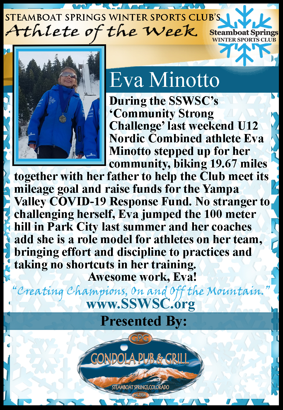 Athlete of the Week, Eva Minotto