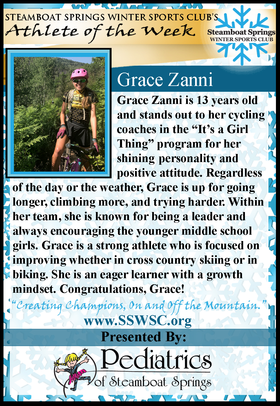 Athlete of the Week Grace Zanni