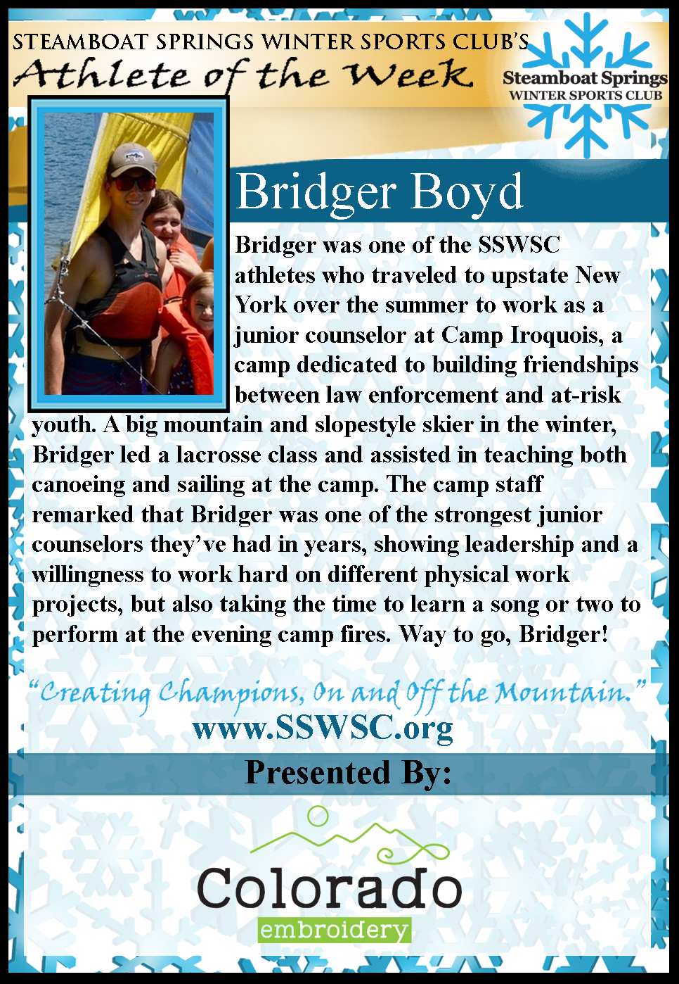 Athlete of the Week Bridger Boyd