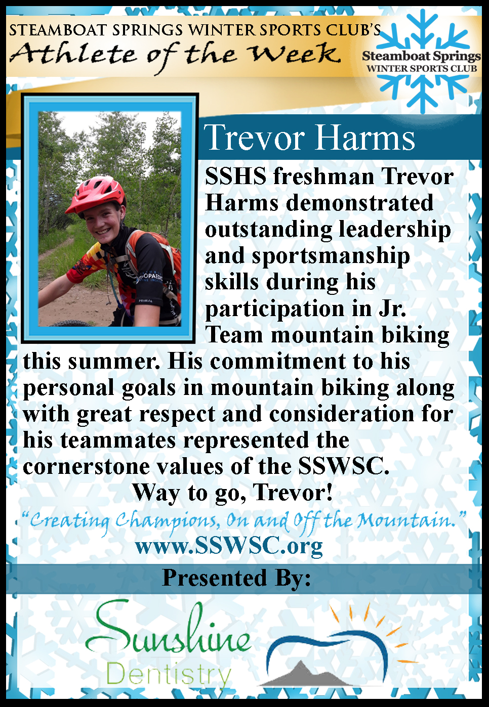 Athlete of the Week, Trevor Harms