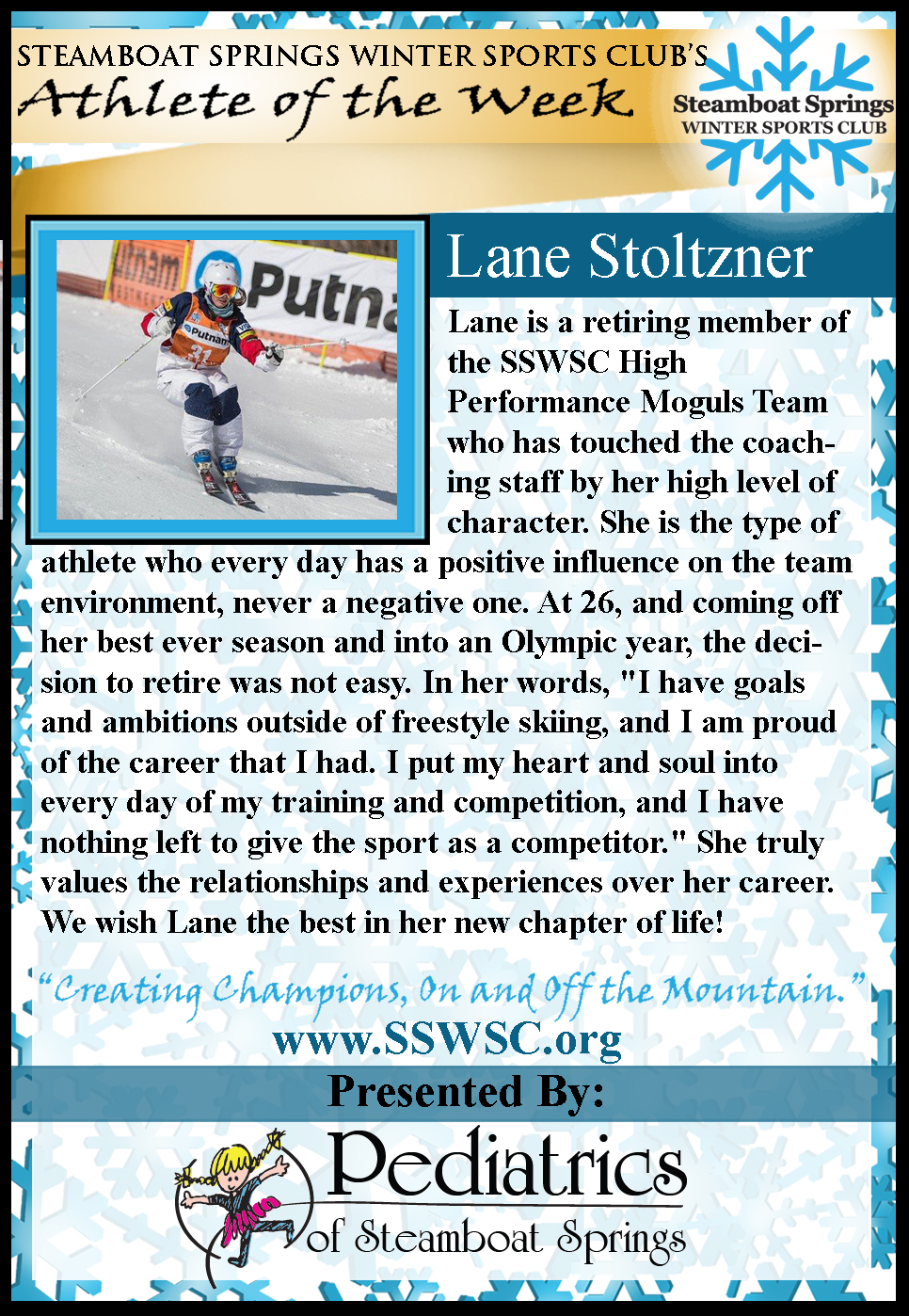 Athlete of the Week, Lane Stoltzner