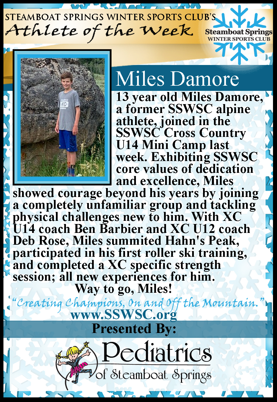 Athlete of the Week, Miles Damore