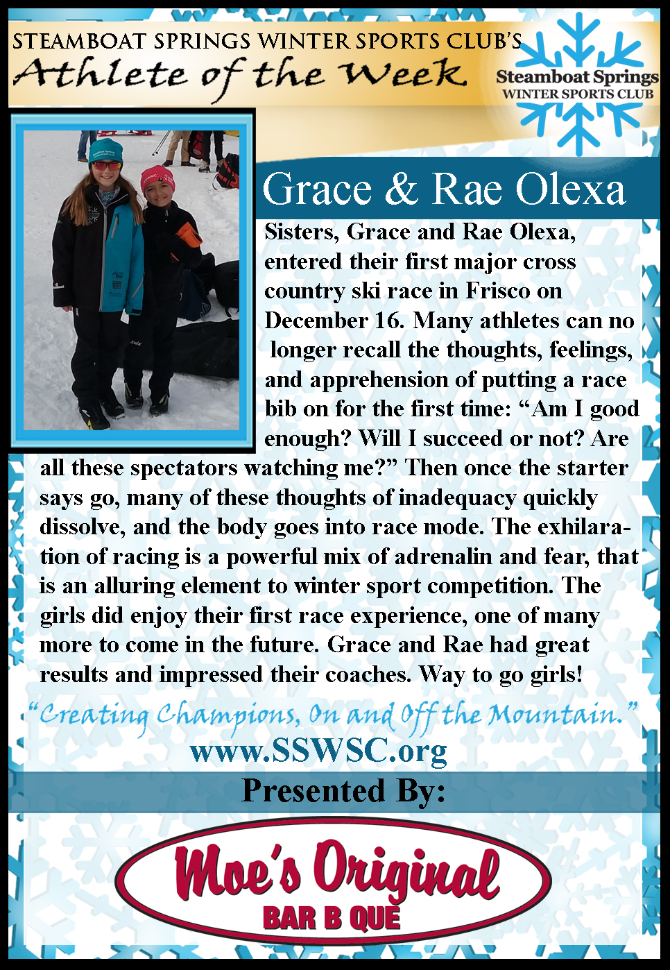 Athlete of the Week Grace & Rae Olexa