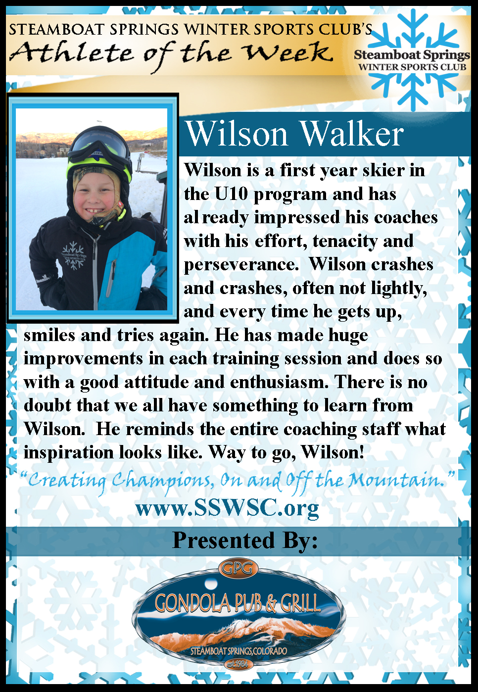 Athlete of the Week Wilson Walker
