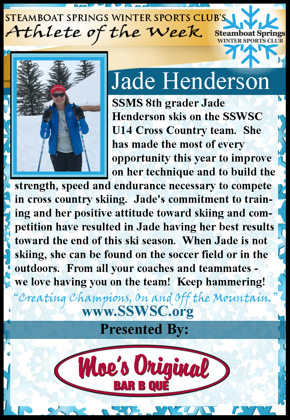 Athlete of the Week, Jade Henderson