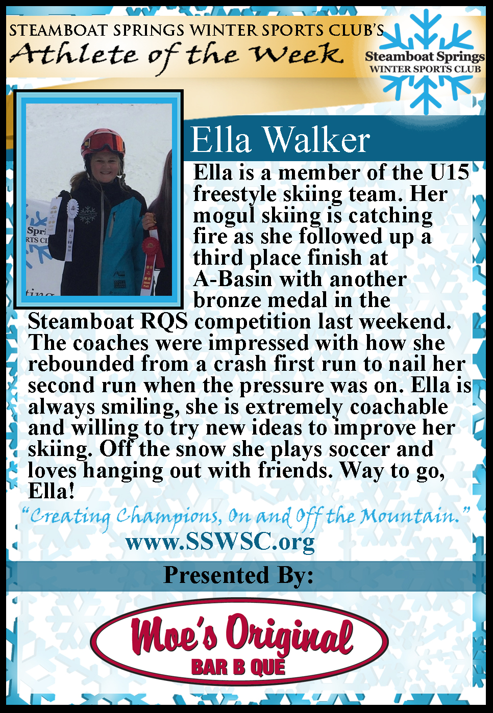 Athlete Of the Week Ella Walker