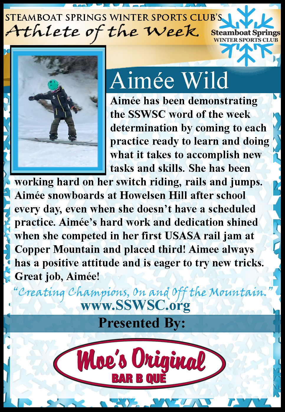 Athlete of the Week, Aimee Wild
