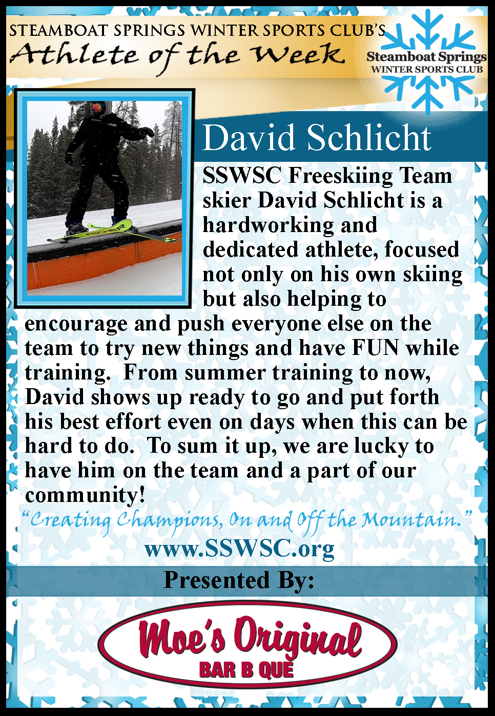 Athlete of the Week, David Schlicht