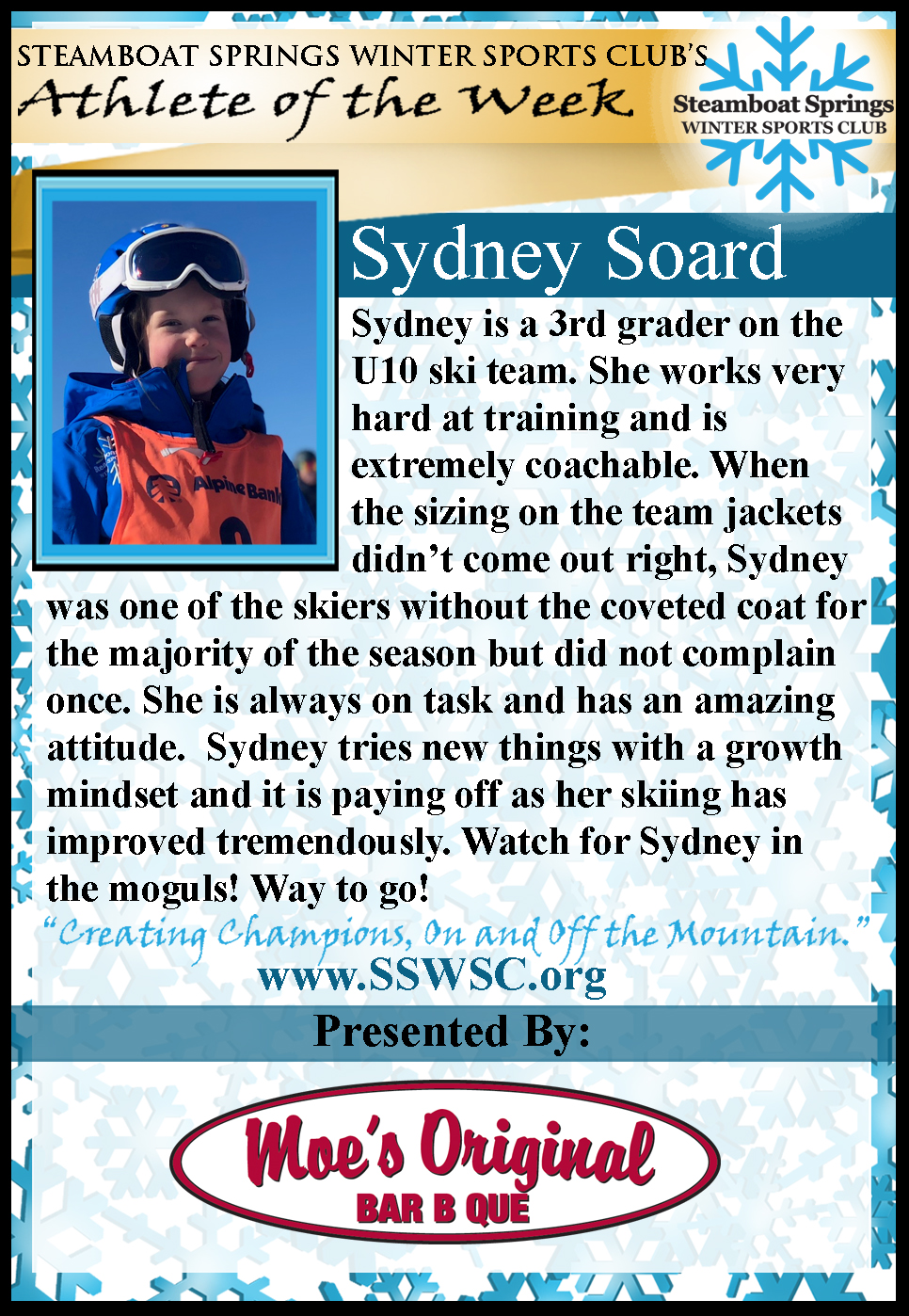 Athlete of the Week, Syndey Soard