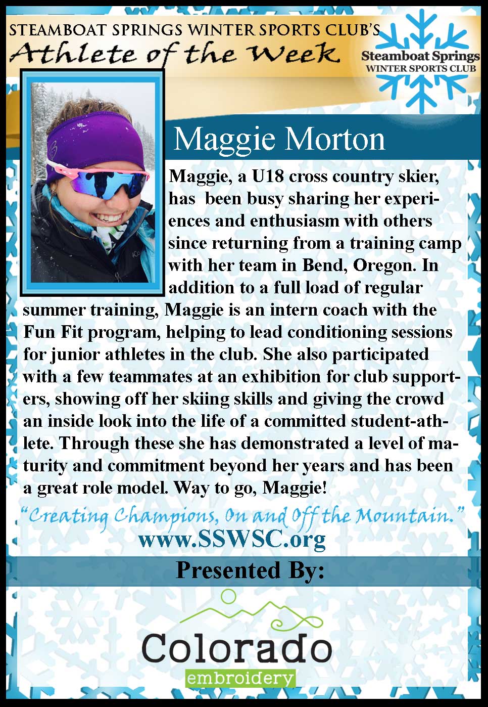 Athlete of the Week - Maggie Morton