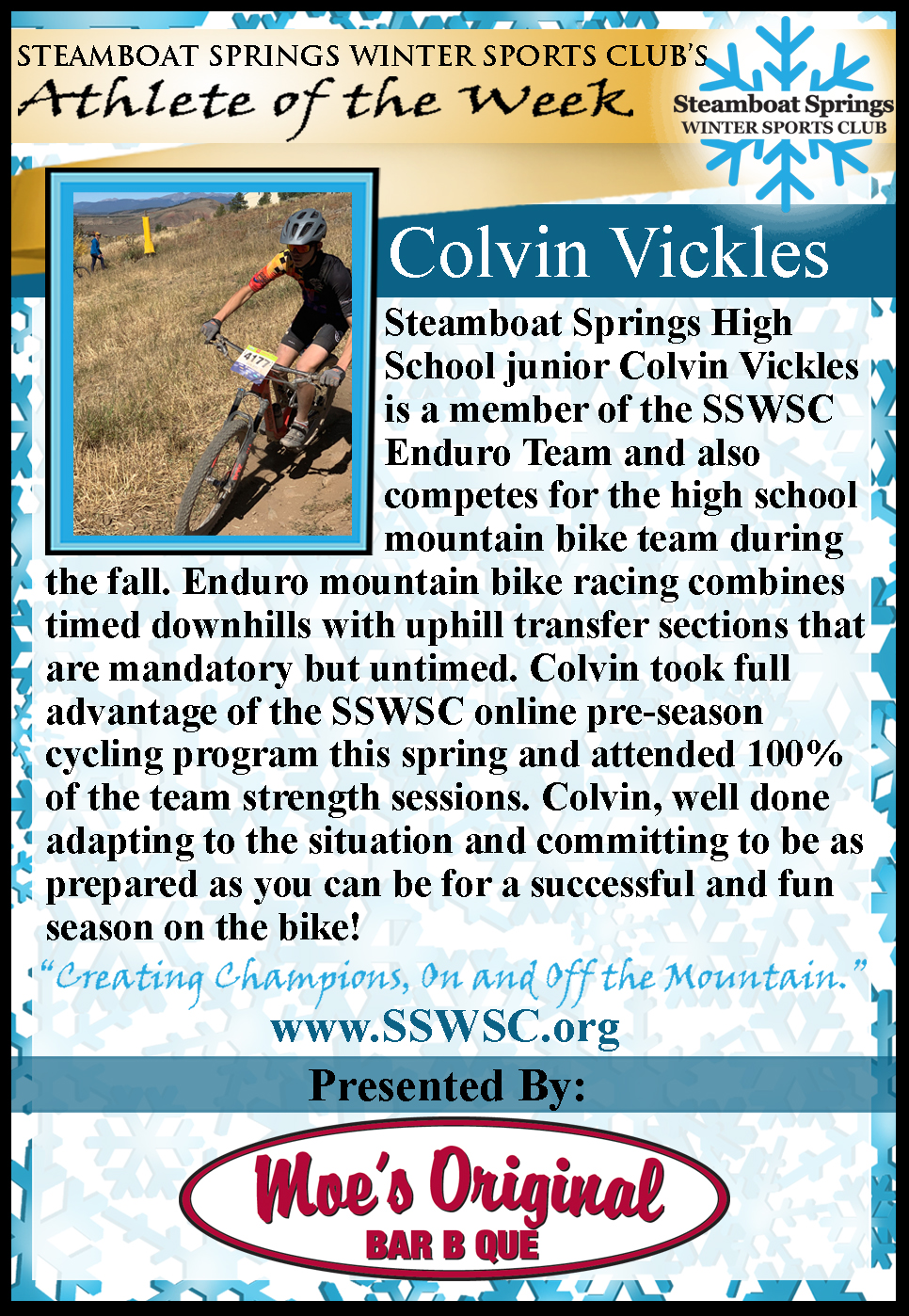 Athlete of the Week, Colvin Vickles