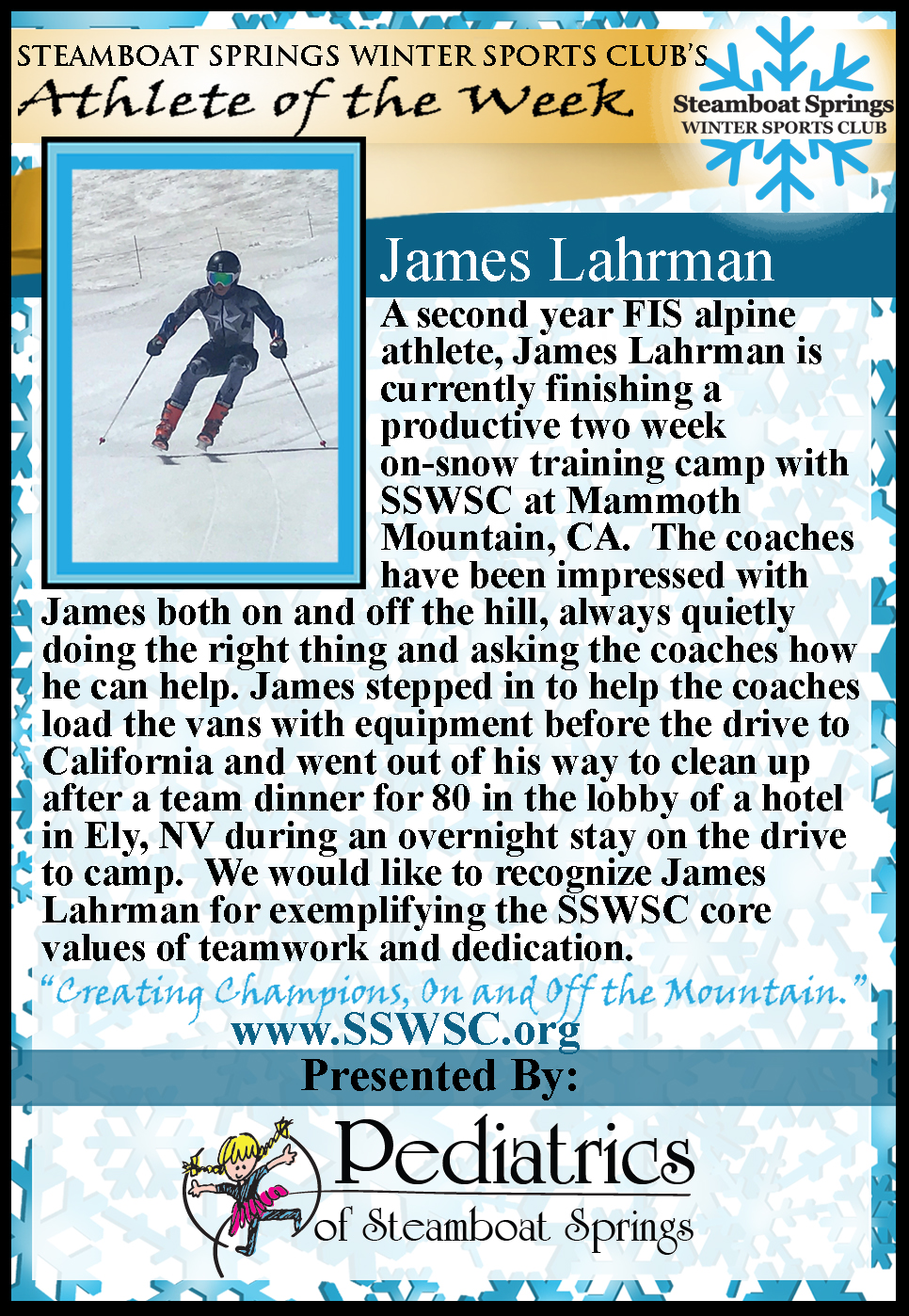 Athlete of the Week, James Lahrman