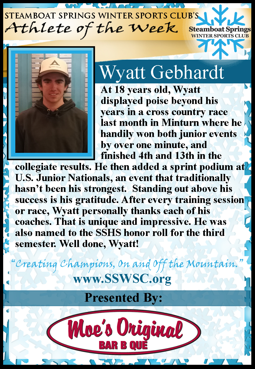 Athlete of the Week Wyatt Gebhardt