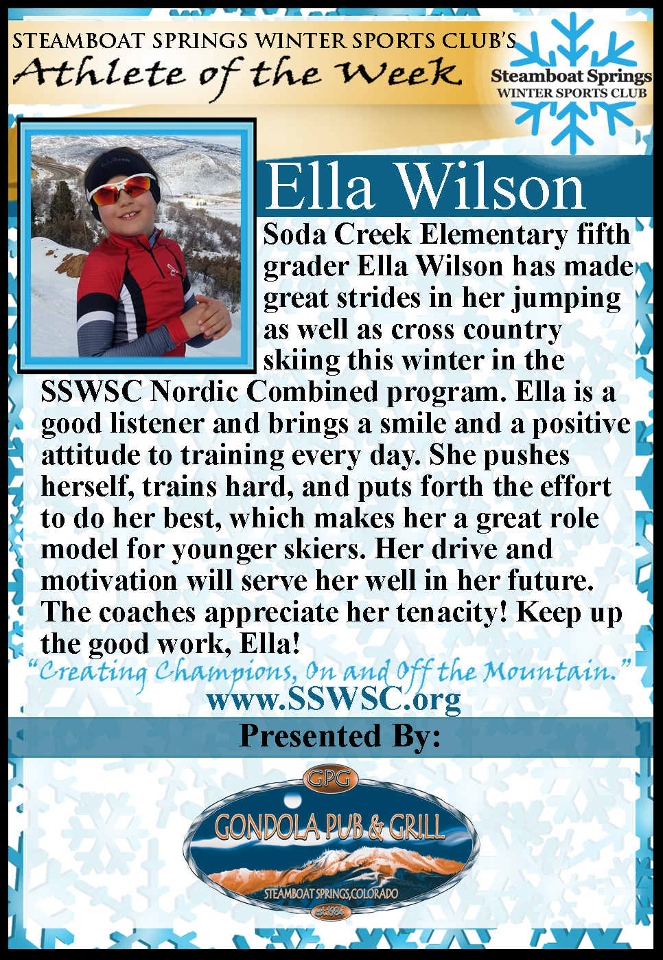 Athlete of the Week, Ella Wilson