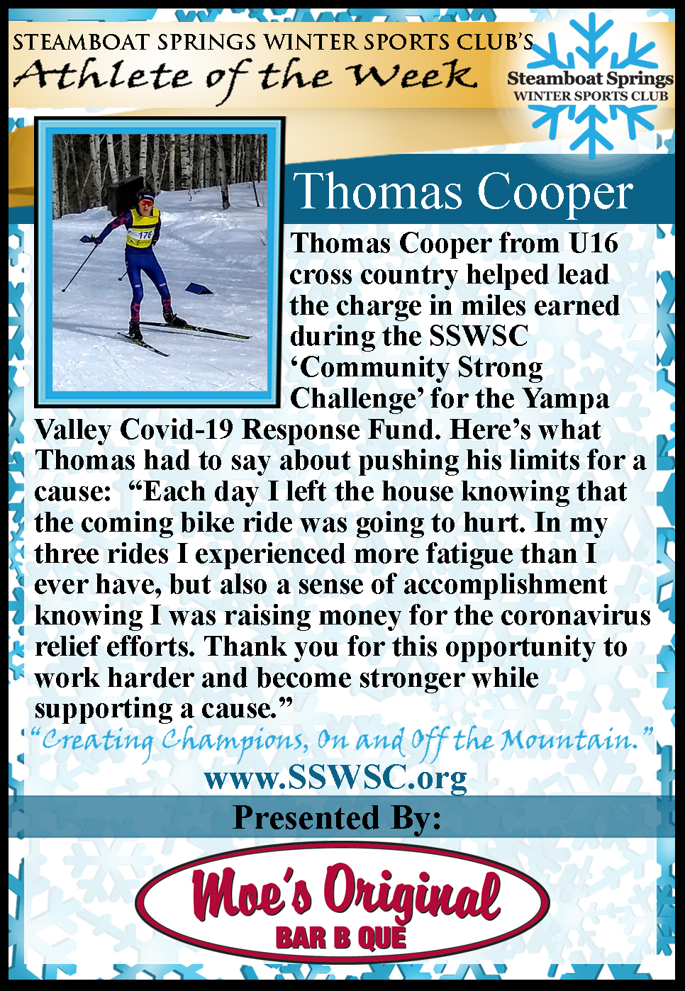 Athlete of the Week, Thomas Cooper