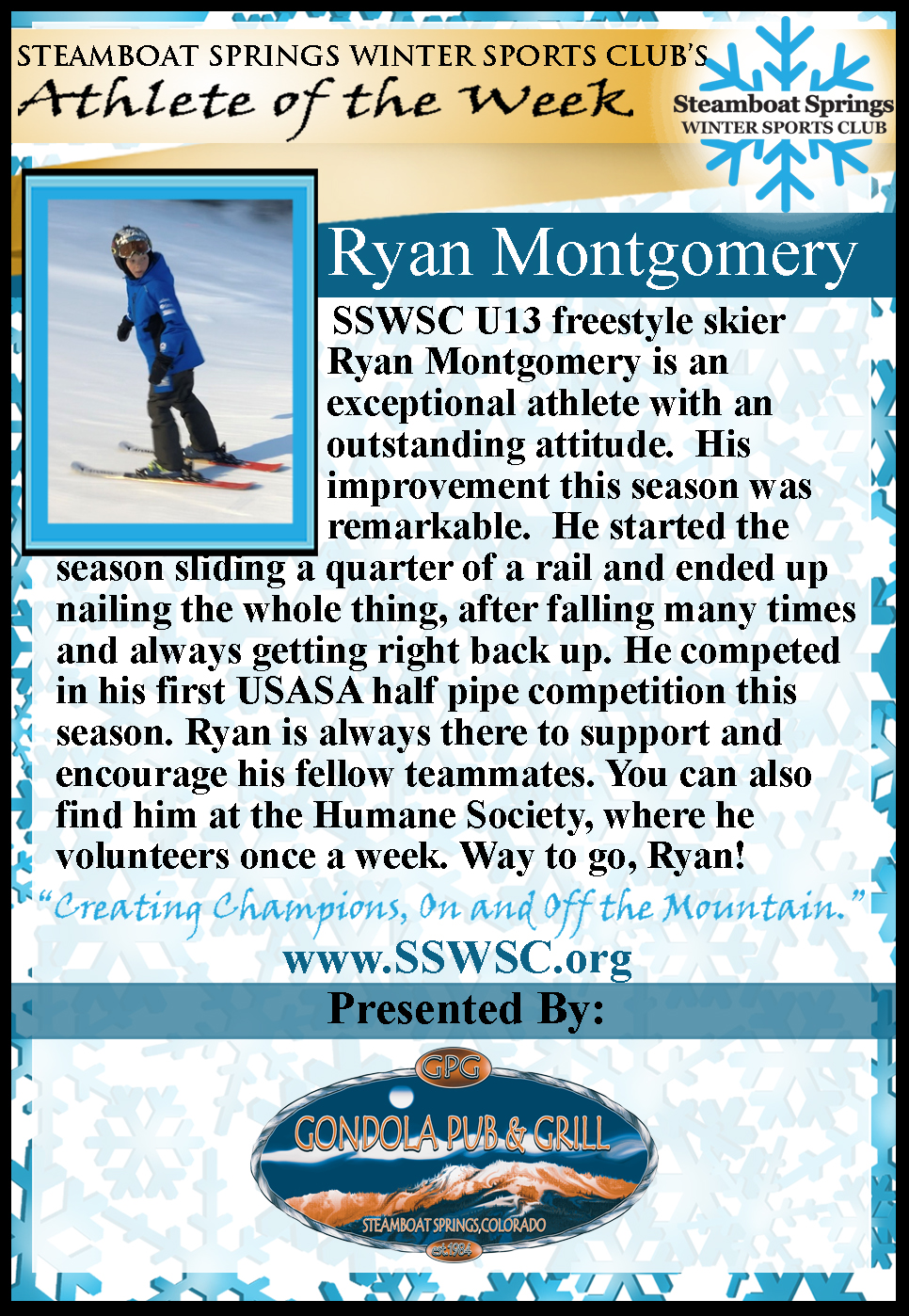 Athlete of the Week, Ryan Montgomery