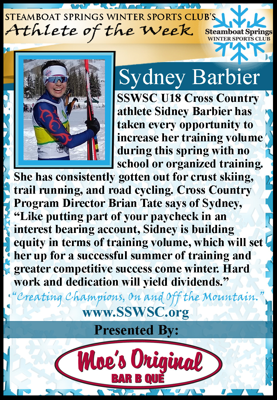 Athlete of the Week, Sydney Barbier
