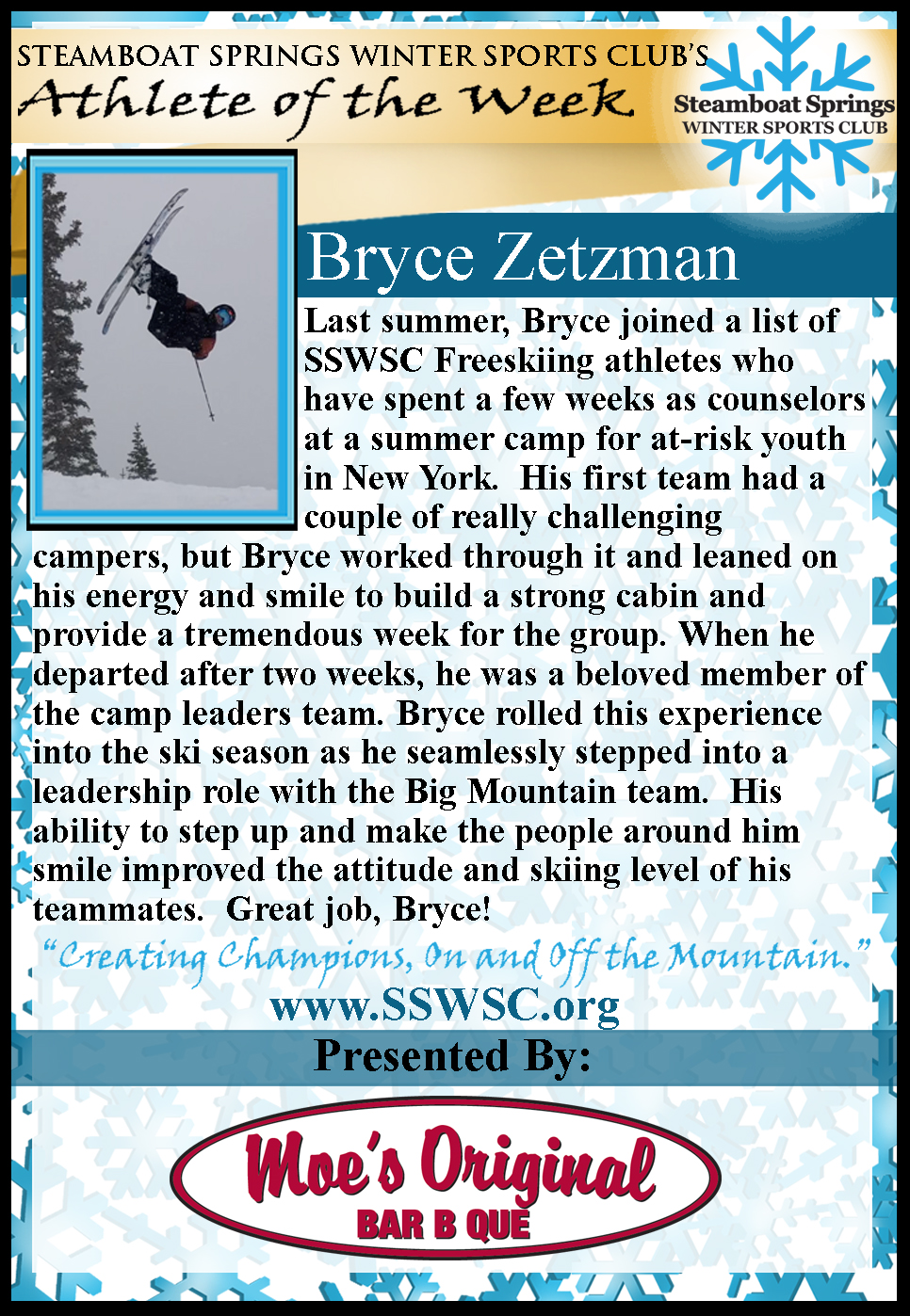 Athlete of the Week, Bryce Zetzman