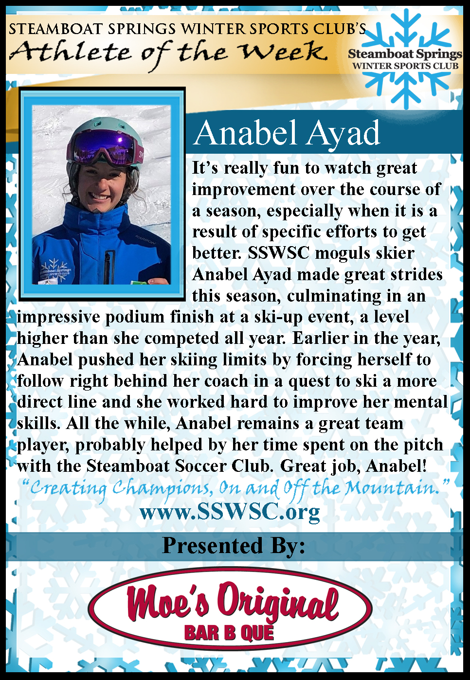 Athlete of the Week, Anabel Ayad