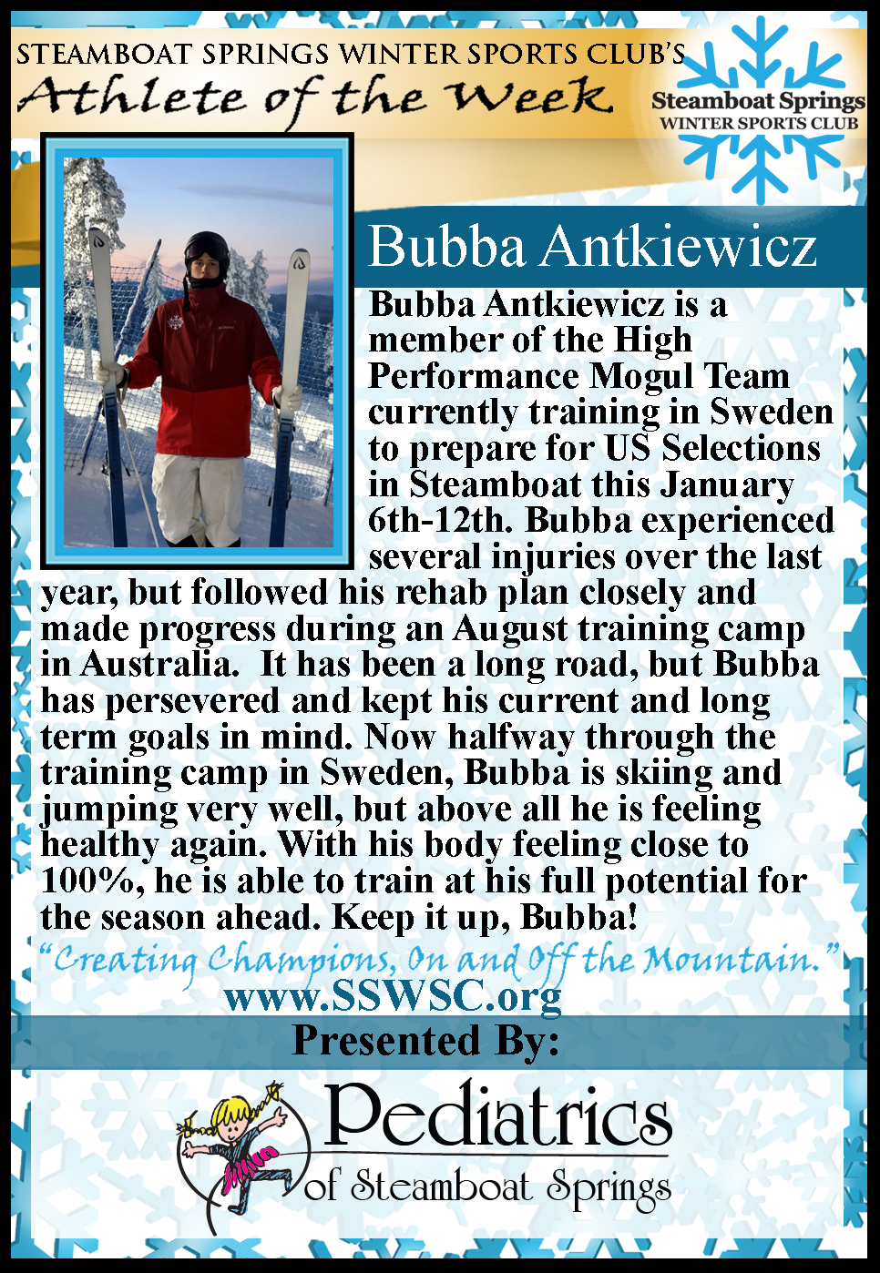 Athlete of the Week, Bubba Antkiewicz