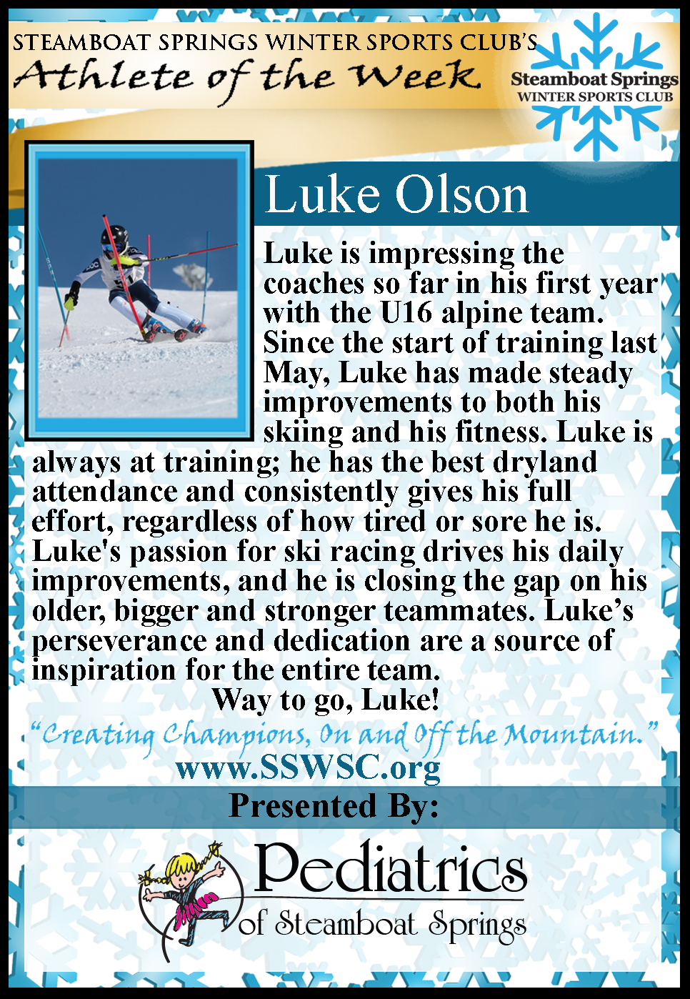 Athlete of the Week, Luke Olson