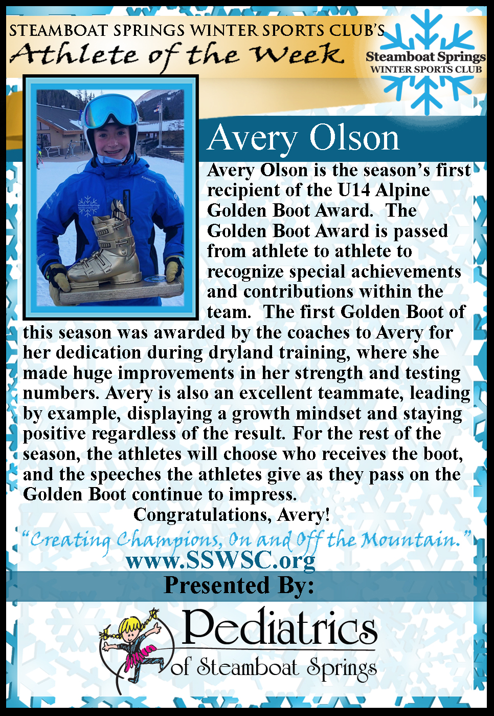 Athlete of the Week, Avery Olson