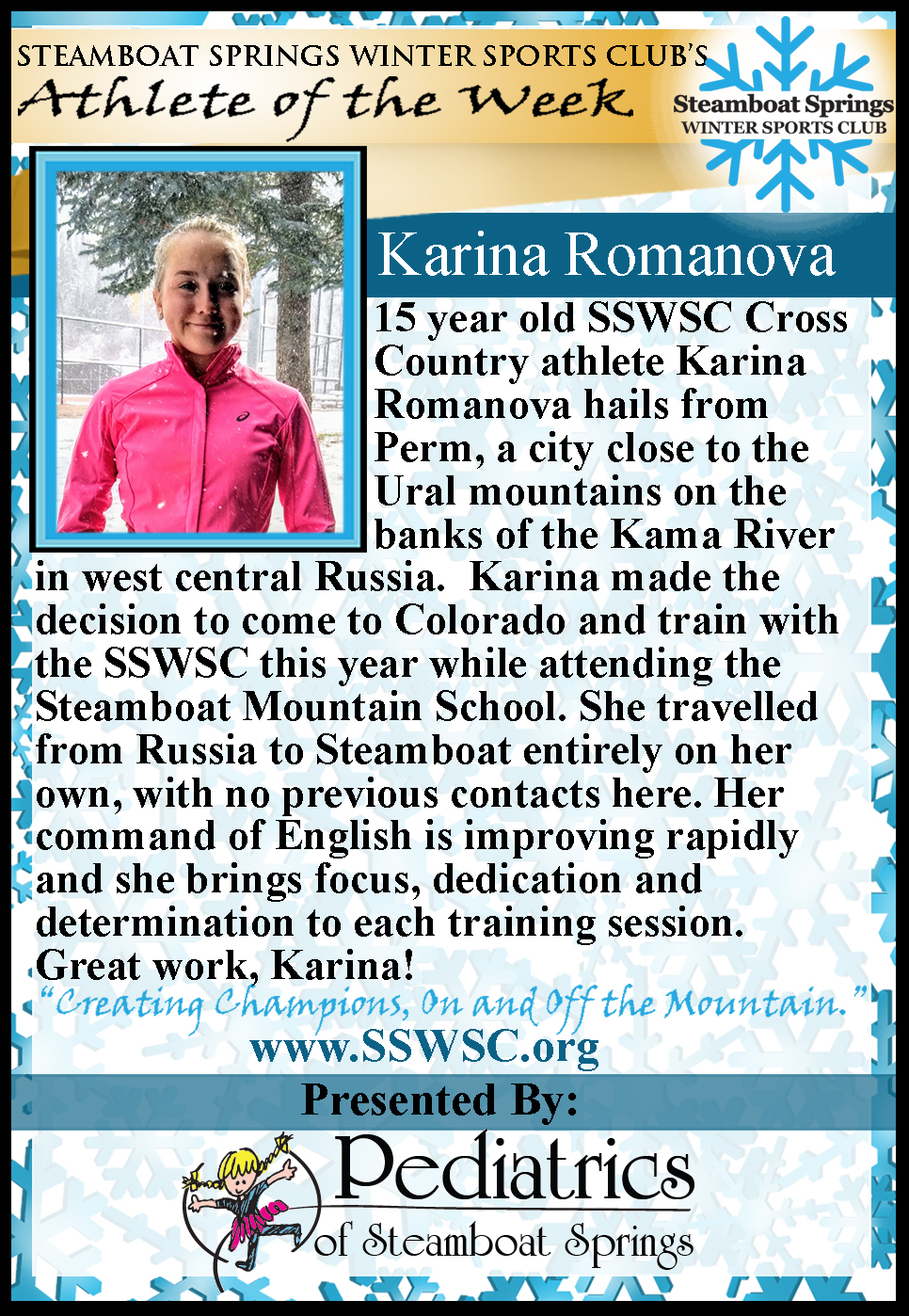 Athlete of the Week, Karina Romanova