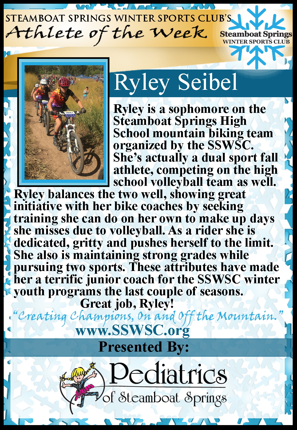 Athlete of the Week, Ryley Seibel