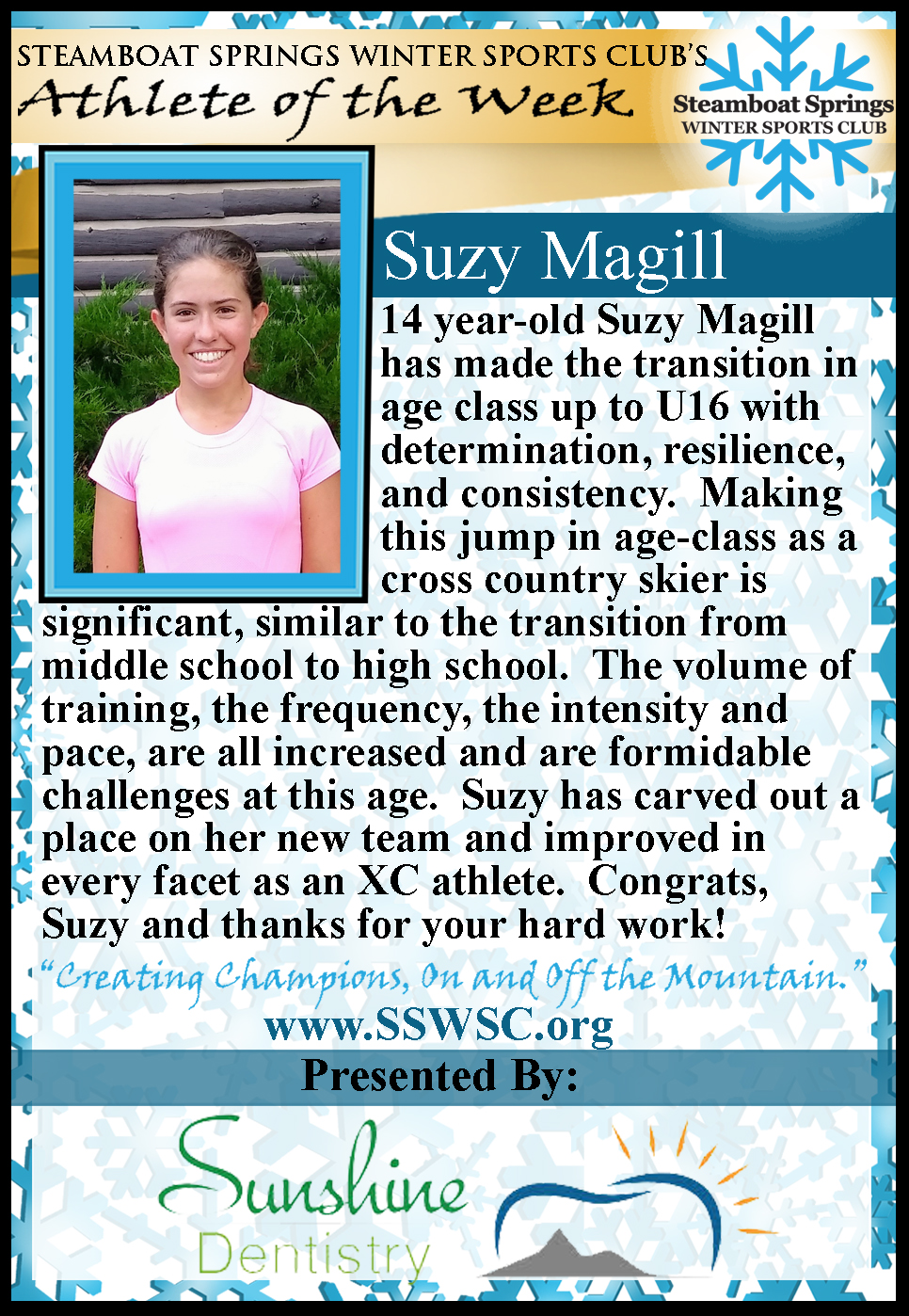Athlete of the Week, Suzi Magill