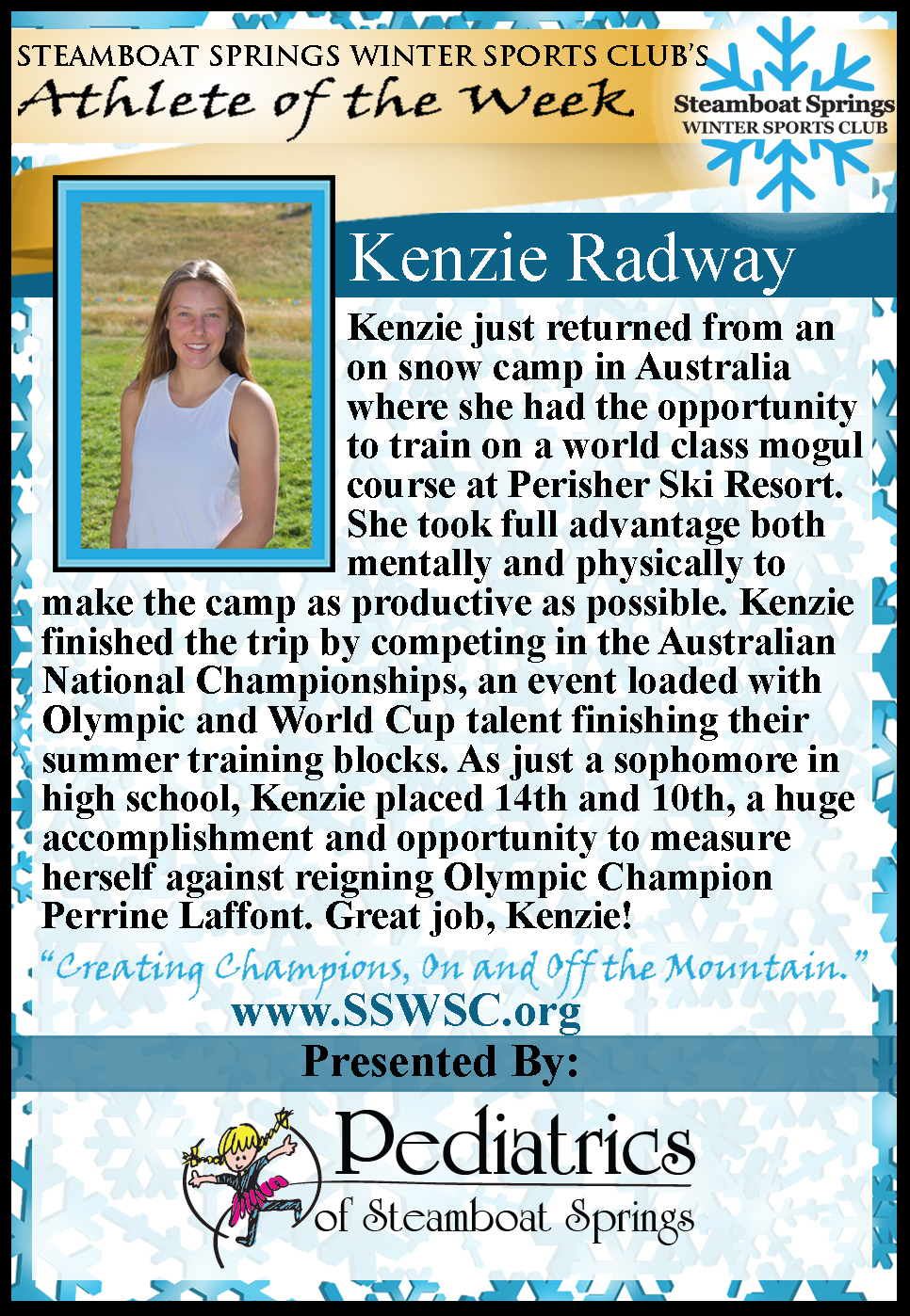 Athlete of the Week, Kenzie Radway