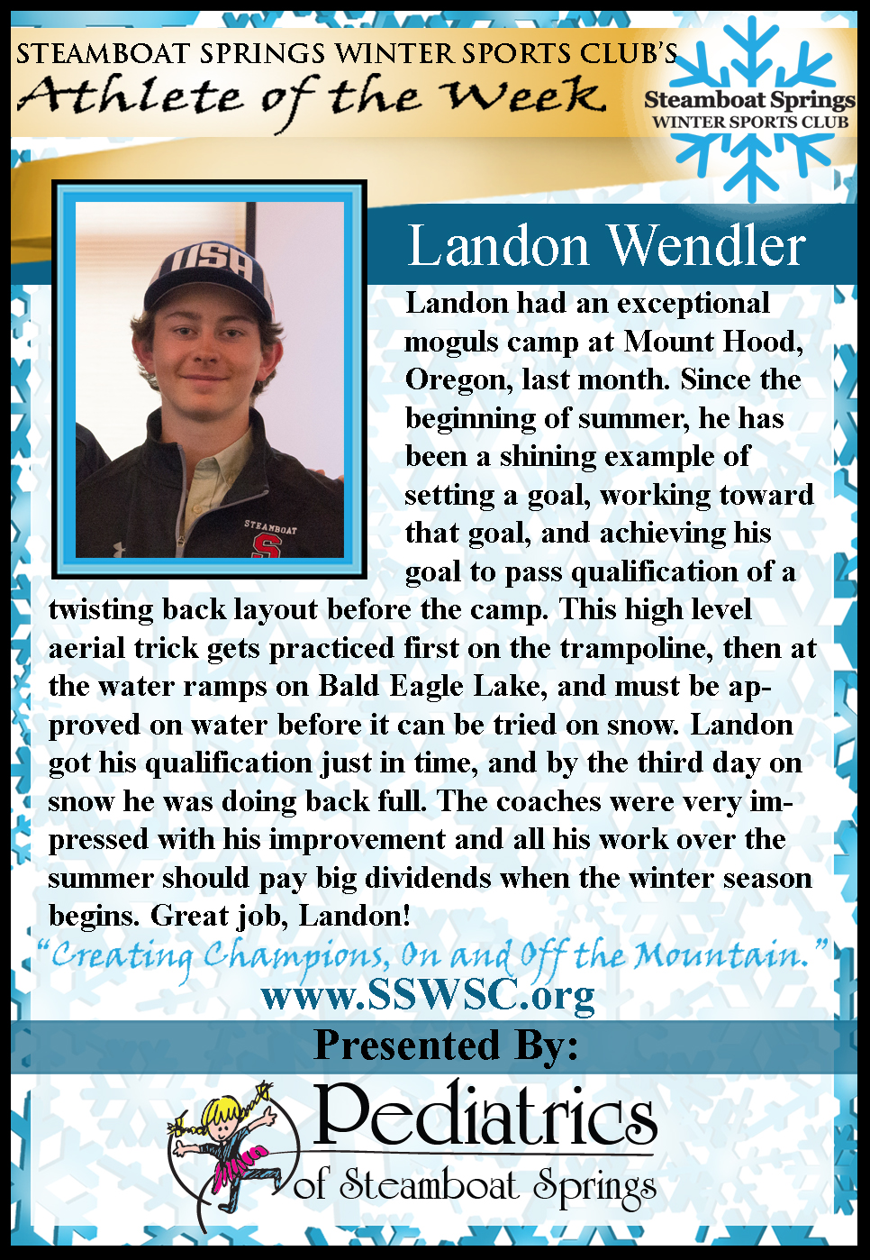 Athlete of the Week Landon Wendler