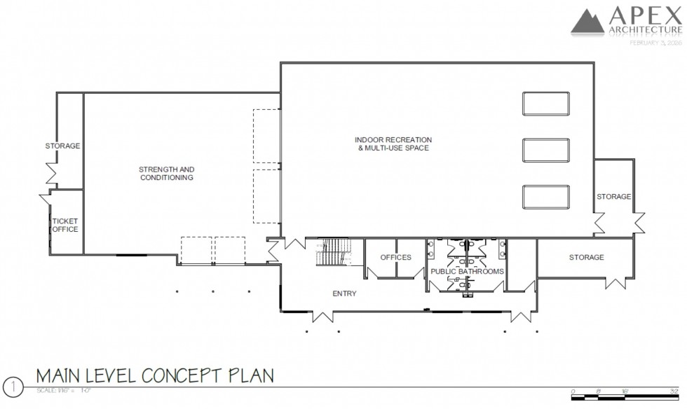 Howelsen Hill Youth Sports Center Main Level Concept View